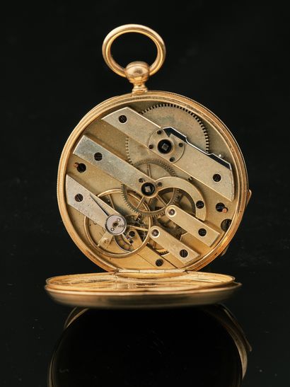 Montre de poche en or jaune 18K 750 millièmes...