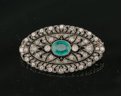 Elégante broche en or jaune 18K 750 millièmes...