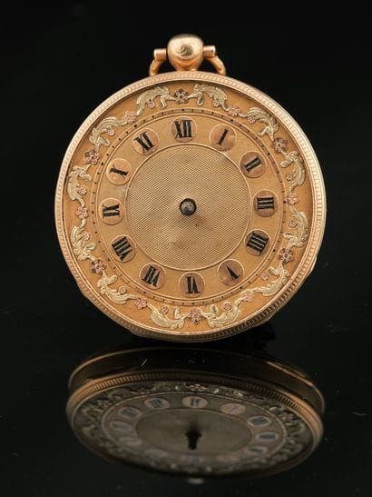 Montre de poche en or jaune 18K 750 millièmes...