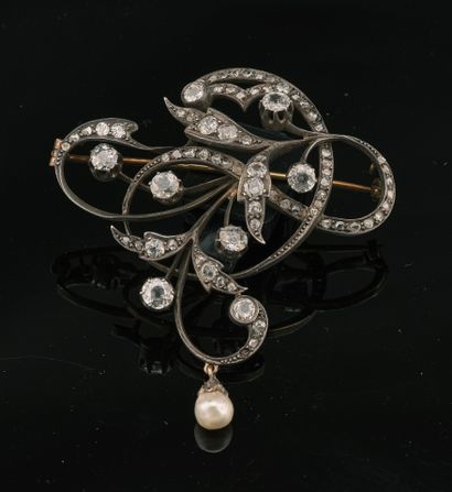 Broche - pendentif en or jaune 18K 750 millièmes...