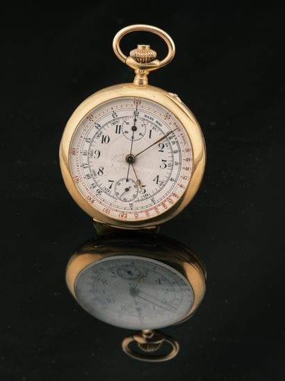 Montre chronographe de poche en or jaune...