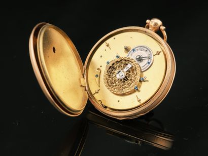 Montre de poche en or jaune 18K 750 millièmes...