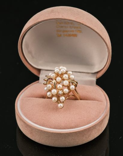 Bague de cocktail en or jaune 18K 750 millièmes...