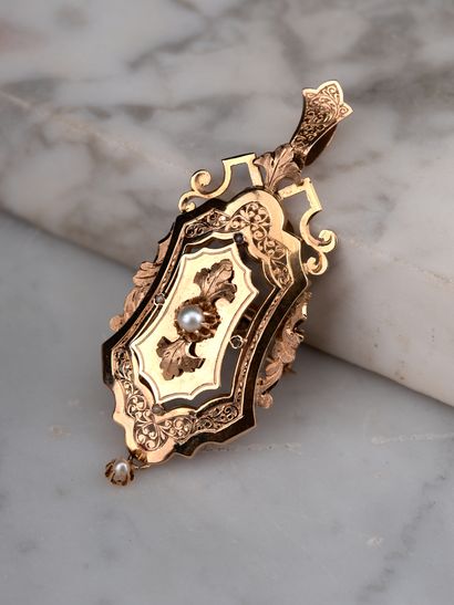 Broche pendentif en or jaune 18k 750 millièmes...