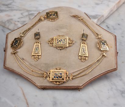 Parure Napoléon III en or jaune 18k 750 millièmes...