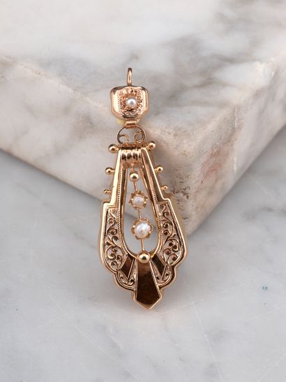 Pendentif lyre en or rose 18k 750 millièmes...