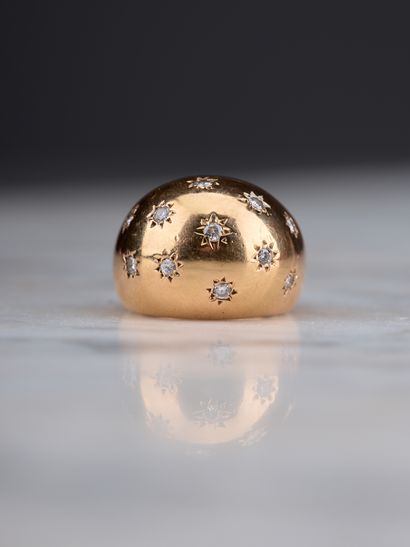 Bague bombée en or jaune 18K 750 millièmes...