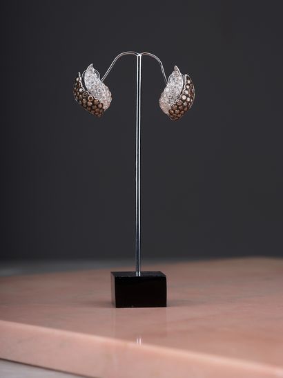 Clips d'oreilles en deux tons d'or blanc...
