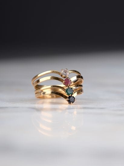 Bague quatre anneaux en or jaune 18k 750...