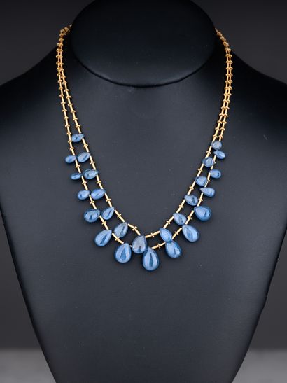 Collier double rangs en or jaune 18k 750...