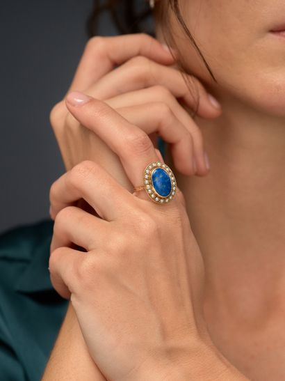 Bague en or jaune 18k 750 millièmes ornée...