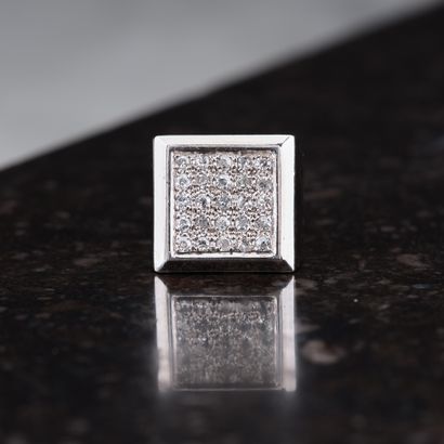 Chevalière en or blanc 18k et platine 850...