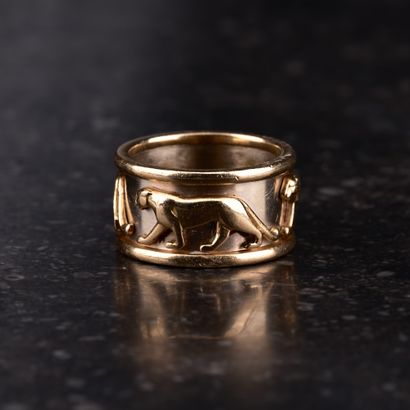Bague bandeau en deux tons d'or présentant...
