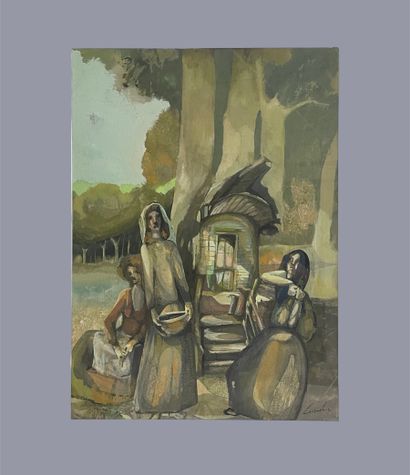 Daniel LOURADOUR (1930-2007)
Group of gypsies
Gouache...