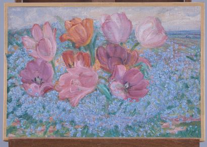 Léon DETROY (1859-1955) 
Tulips, circa 1930/1940
Oil...