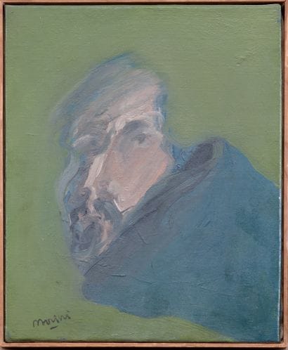 MORINI (1939-1982) 
Portrait on a green background
Oil...
