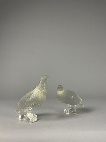 LALIQUE France
Paire de perdrix en cristal...