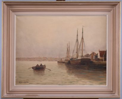 A. GUIMBELOT
Harbor view
Oil on canvas signed...