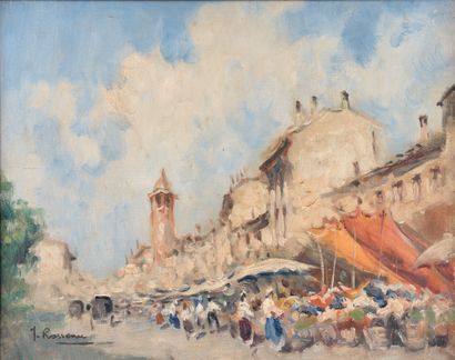 Early 20th century French school
Market scene
Oil...