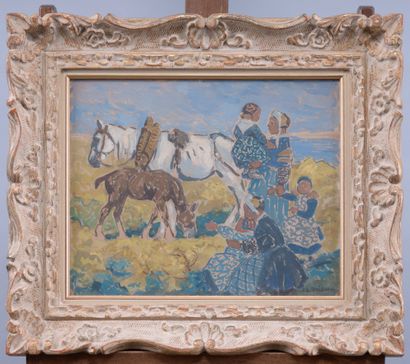 Edouard DOIGNEAU (1865-1954)
Breton scene
Gouache...