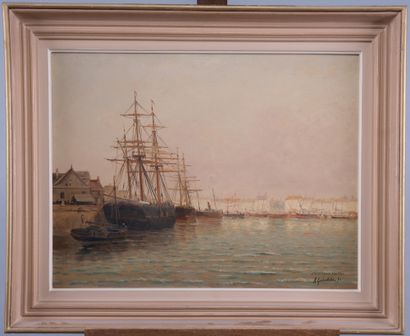 A. GUIMBELOT
Harbor view
Oil on canvas, signed...