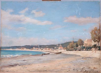 Paul SCHMITT (1856-1902)
Nice Beach in 1888
Oil...