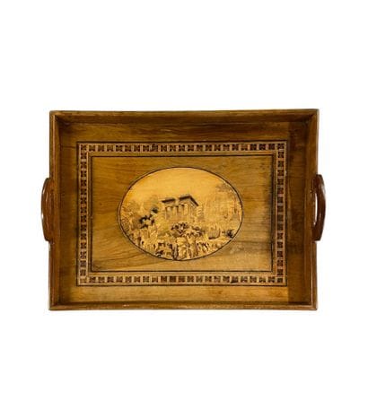 Plateau rectangulaire en marqueterie de Nice...