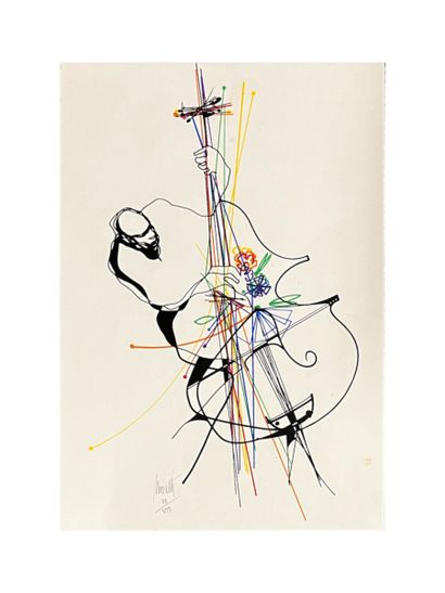 Raymond MORETTI (1931-2005)
Le contrebassiste
Lithographie...