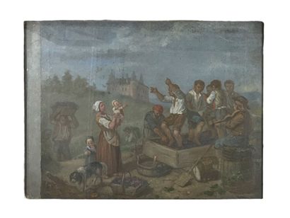 Ecole du début du XXe siècle
Scène de vendanges
Huile...