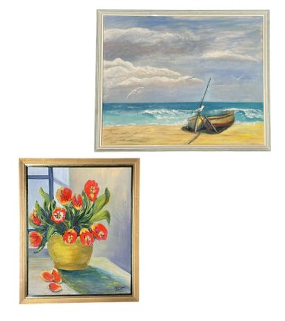 Margaret WRIGHT (XXe)
Les canots sur la plage...
