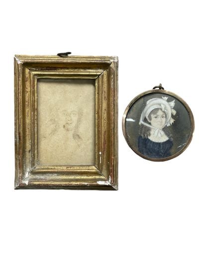 Lot comprenant : 

- Miniature XIXe
Portrait...