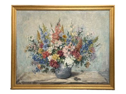 Hugo BERTEN (1894-1959), 
Bouquet de fleurs
Huile...