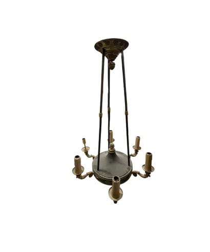 Lustre de style Empire en tôle noire et bronze...