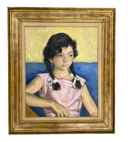 B. SANJEAN
Portrait de jeune fille
Huile...