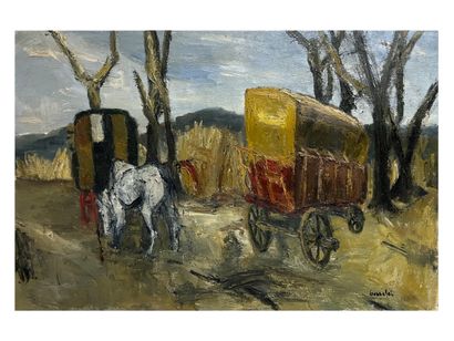 BONNEFOY XXe siècle
Roulotte
Huile sur toile.
Signée...