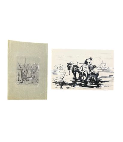 Maurice PARIS (1903-1969)
Etude pour charrette...