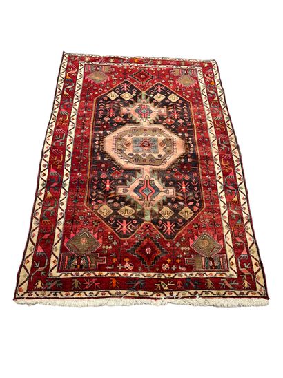 Tapis Hamadan (chaîne et trame en coton,...