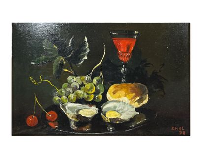 CHOL (actif au XXe)
Nature morte aux raisins...