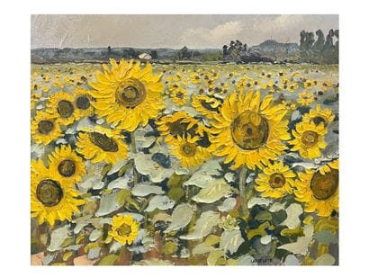 Paul Henri LAPREVOTTE (XXe) 
Champ de tournesols
Huile...