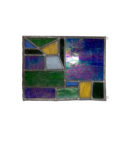 Elément de vitrail en verre polychrome et...