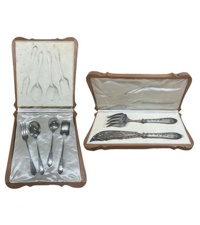 Set of silver-plated cutlery with chased...