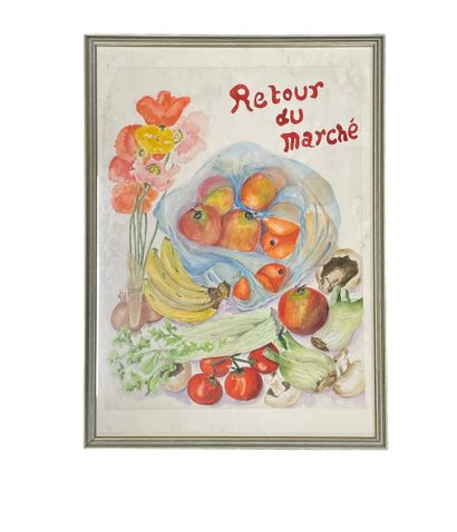 Margaret WRIGHT (XXe)
Retour du marché
Aquarelle...