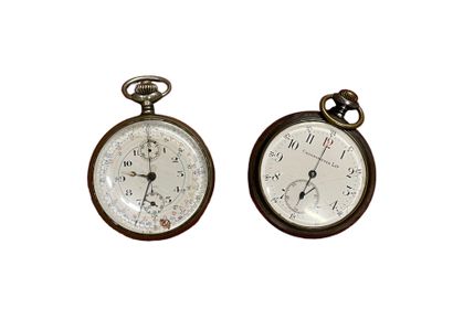Lot of two silver pocket watches with cuvette,...