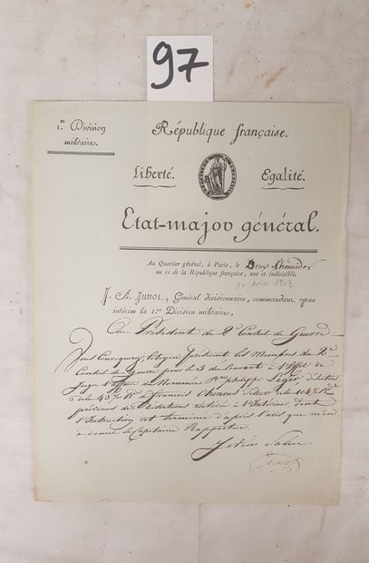 JUNOT, Jean-Andoche (1771-1813)
Général,...
