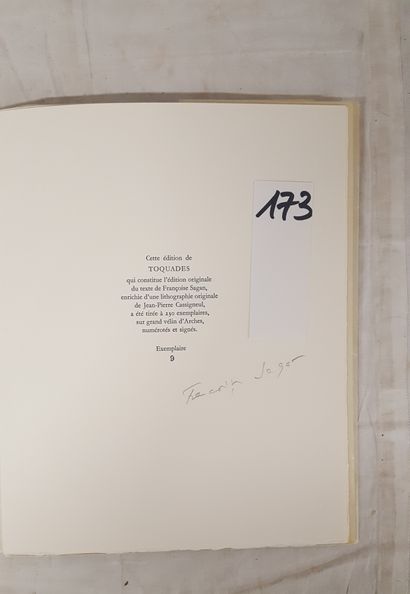 SAGAN, Françoise
Toquades.
Mazo Lebouc, Paris,...