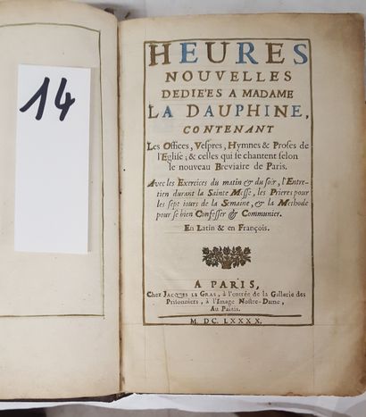 HEURES NOUVELLES dédiées à Madame la Dauphine.
Jacques...