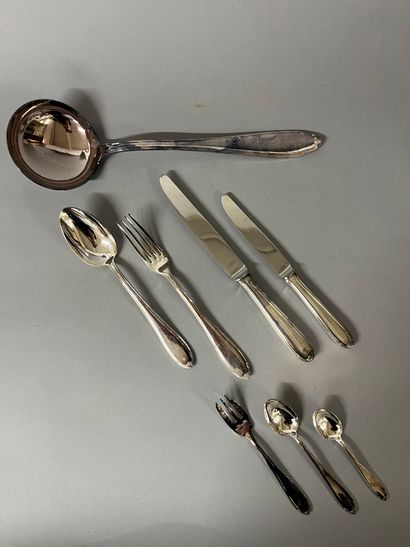 72-piece silver-plated menagère with palmette...
