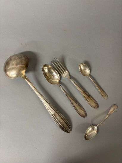 Art Deco silver-plated menagère set including:
-...