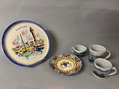 Lot de céramique comprenant : une assiette...