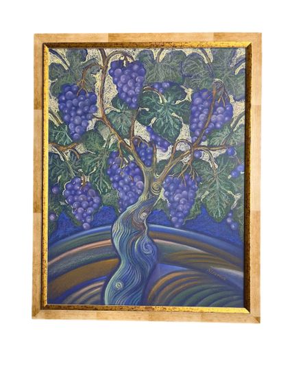 Nadia LAVROVA 
View of vineyards 
Pastel...